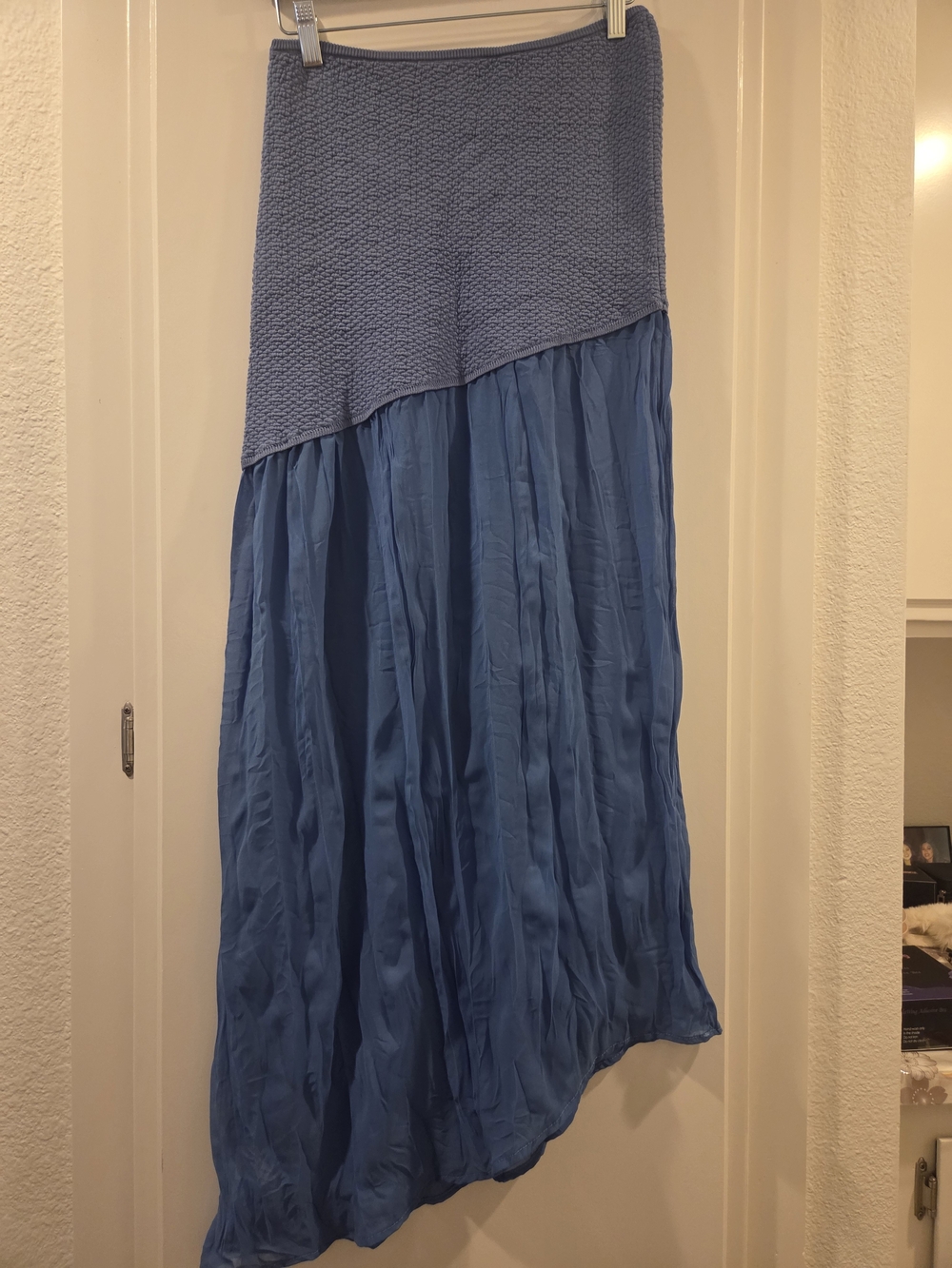 Blue Maxi Skirt with Knit Waistband